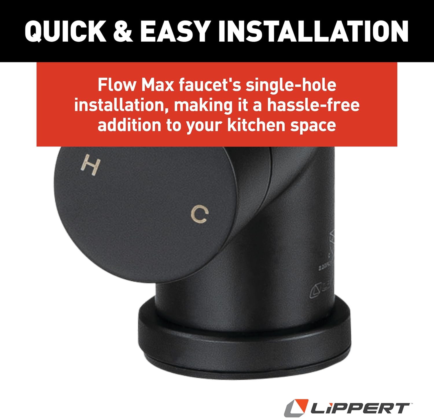 Lippert Flow Max Bullet Pull-Down Kitchen Faucet with 304-Grade Stainless Steel Construction, Single-Handle Operation, Single-Hole Installation, 360-Degree Swivel, 2.2 GPM Flow Rate - 2024000071