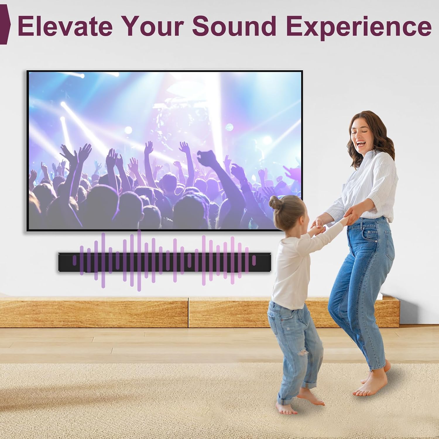 Black Mounting Wall Bracket Compatible with Bose WB-300, SoundTouch 300, 500, 700, 900 Soundbar Speaker