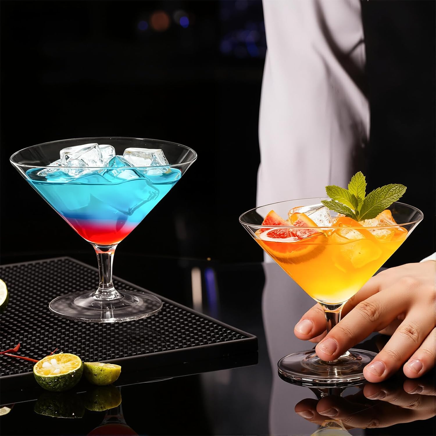 KAMMAK Martini Glasses Set of 2, 5.41 oz Clear Crystal Cocktail Glasses with Stem, Reusable Cocktail Glassware for Wedding Birthday Party, Bar, Margarita, Whiskey, Gin, Tequila, DS05