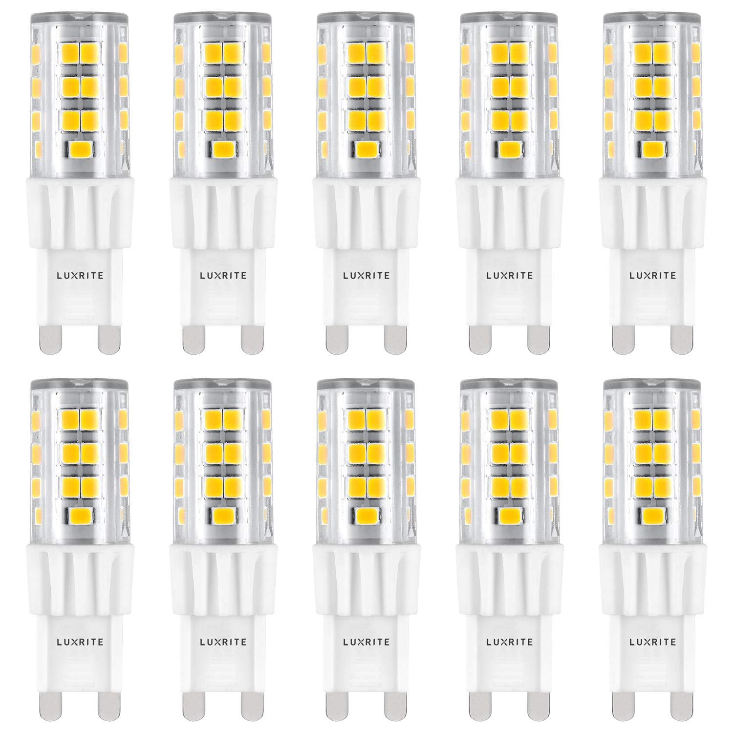 Luxrite G9 LED Bulb, 50W Equivalent, 550 Lumens, 4100K Cool White, Dimmable, 5W T4 Bulb, G9 Base - C