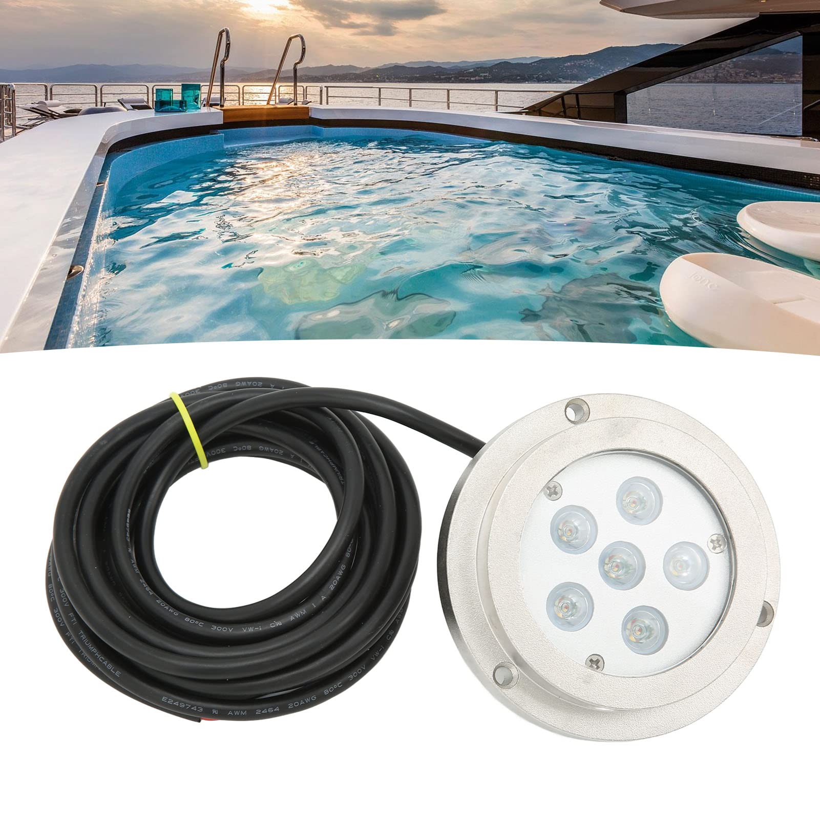 Helles Licht, RGBW-Beleuchtung, IP68 Wasserdicht, Edelstahl 316, Sicherer Schutz, Boots-Unterwasserlicht mit Dichtungsfunktion für Yachten und Motorboote