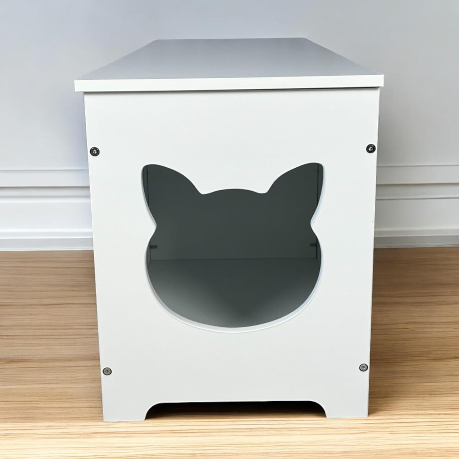 39.4" Top Open Cat Litter Box Enclosure Furniture, Multi-Functional Cat House, Storage Platform, White