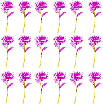 20PCS Artificial Flowers Galaxy Rose Crystal Flower Glass Rose, Pink