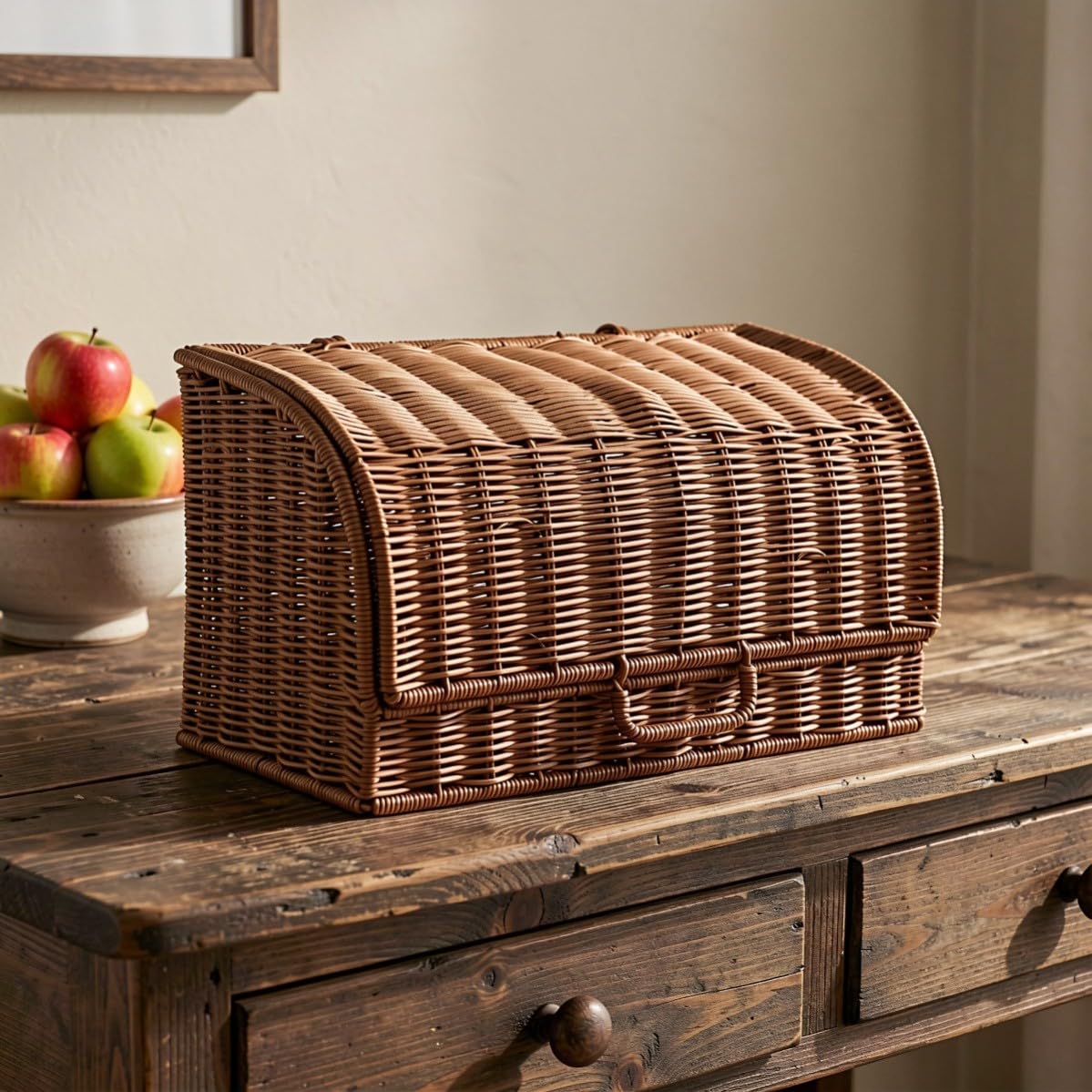Toyvian Cesto Porta Pane Vintage Grande in PP Effetto Rattan Intrecciato