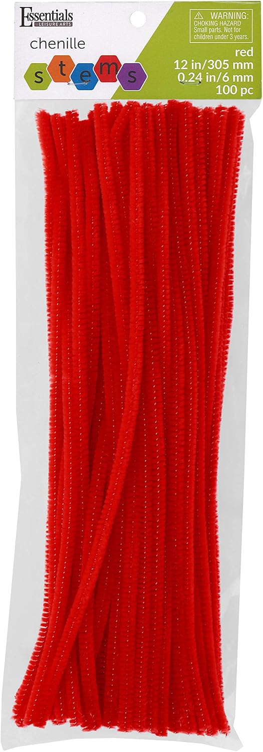 Essentials By Leisure Arts Chenille Stems Multi, 12 Inch 6mm, Bendable Craft Pipe Cleaners for DIY Projects, Dolls, Ornaments, Jewelry, and Decorations, 100 Pack