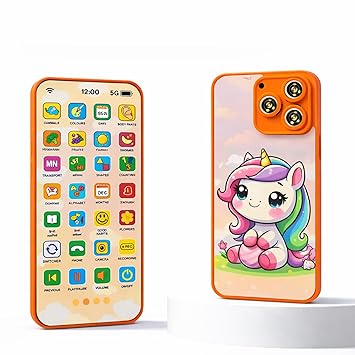 Wishkey Edu Phone for Kids Unicorn Theme 28 Functions Rechargeable Educational Learning Mobile Toy with 22 Features English & Hindi Language Toddler Learning Phone for Boys & Girls Age 2+