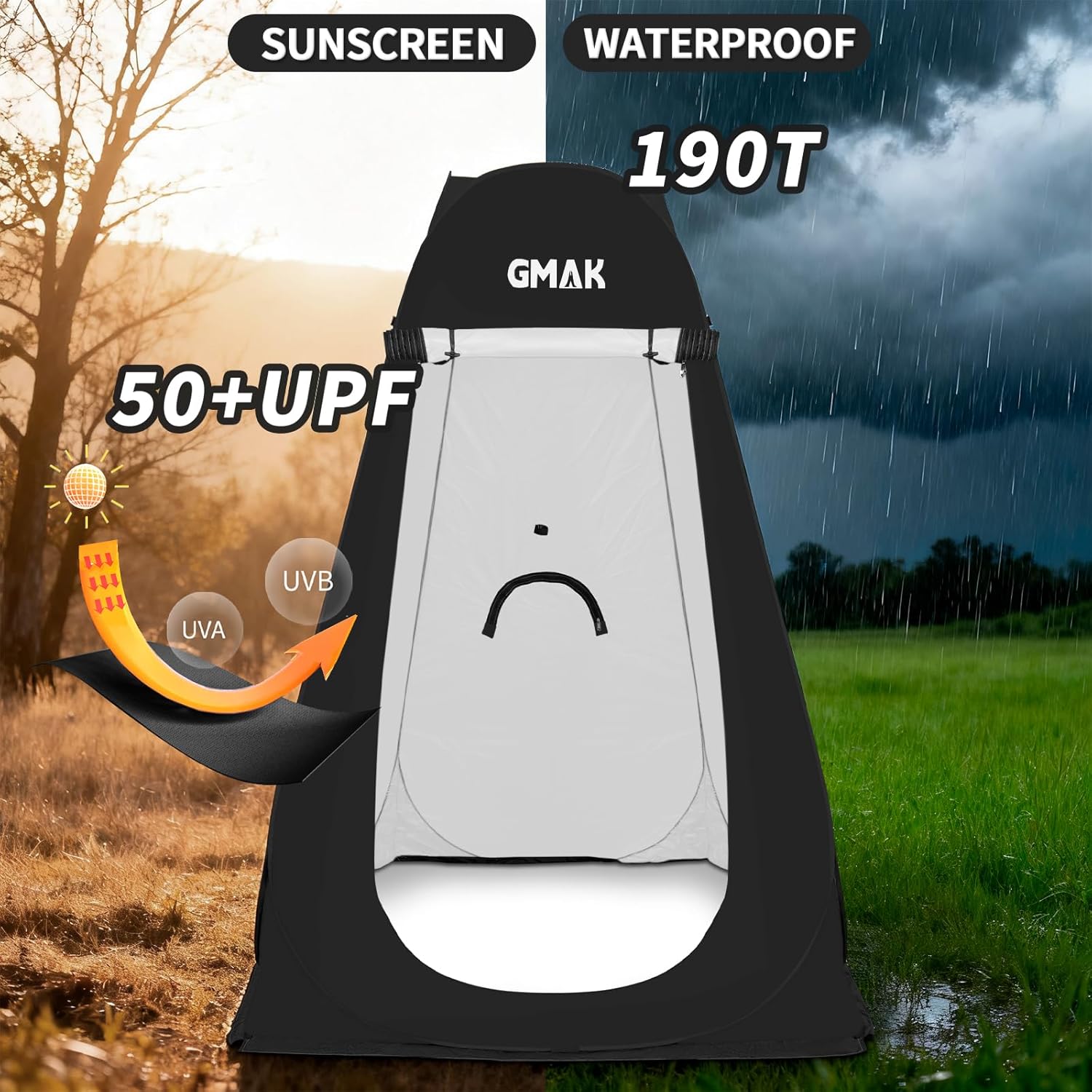 GMAK Pop Up Privacy Shower Tent, Portable Pop Up Beach Dressing Changing Room UV/Rain Outdoor Privacy Shelter Camping Tent, Shower Room Toilet Shelters for Outdoor Hiking Beach Picnic Fishing, Black