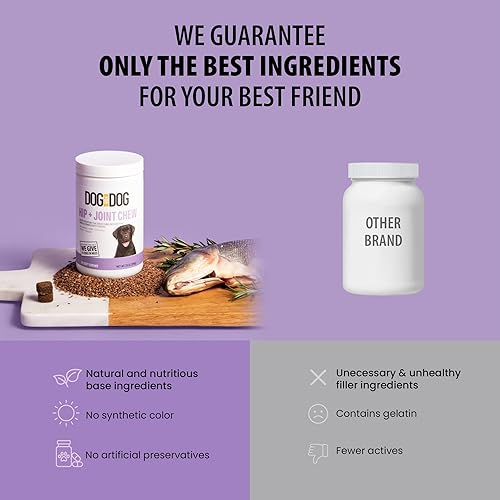Miniatura 3 de DOG for DOG Suplemento de cadera y articulaciones para perros, 90 masticables con sabor a tocino, masticables de cadera y articulaciones para perros