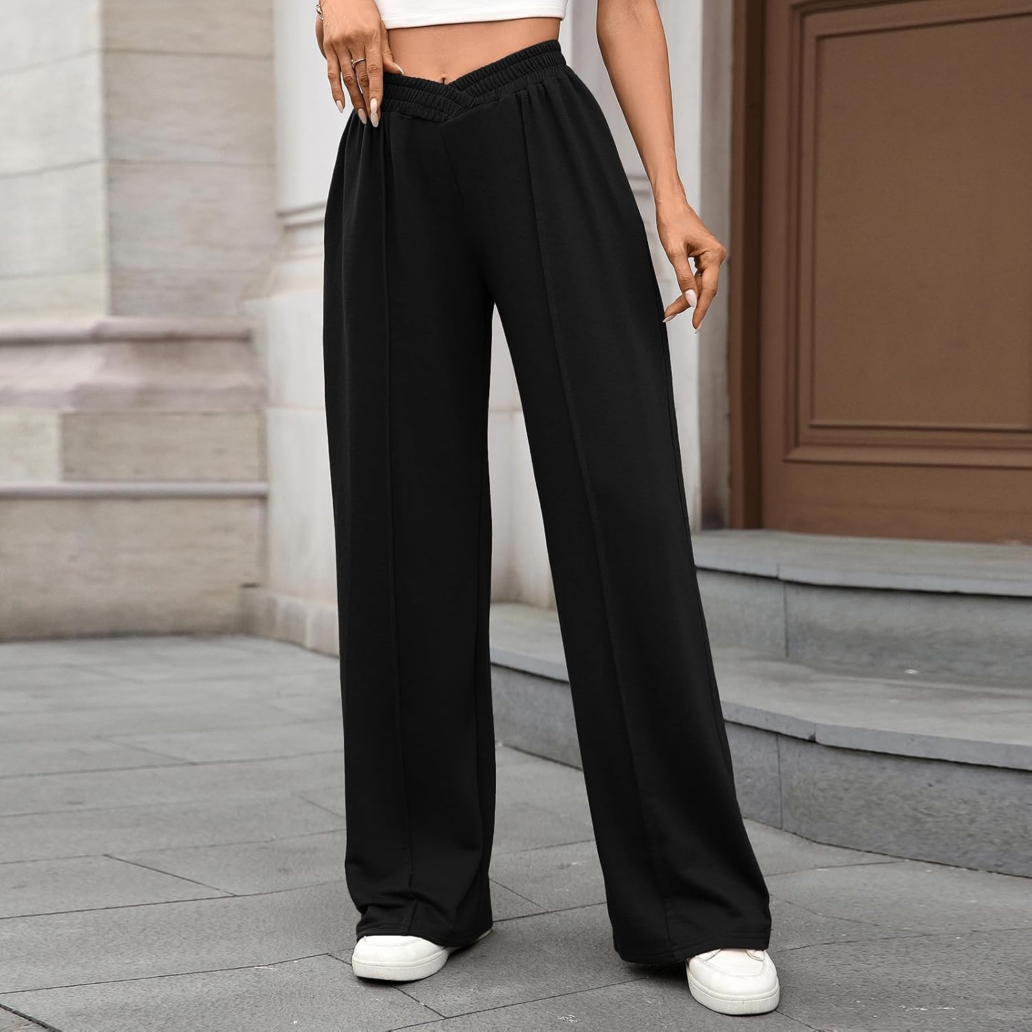 FQZWONG Womens Wide Leg Sweatpants Loose Lounge High Waisted Baggy Pants Trendy Stright Leg Athletic Joggers with Pockets
