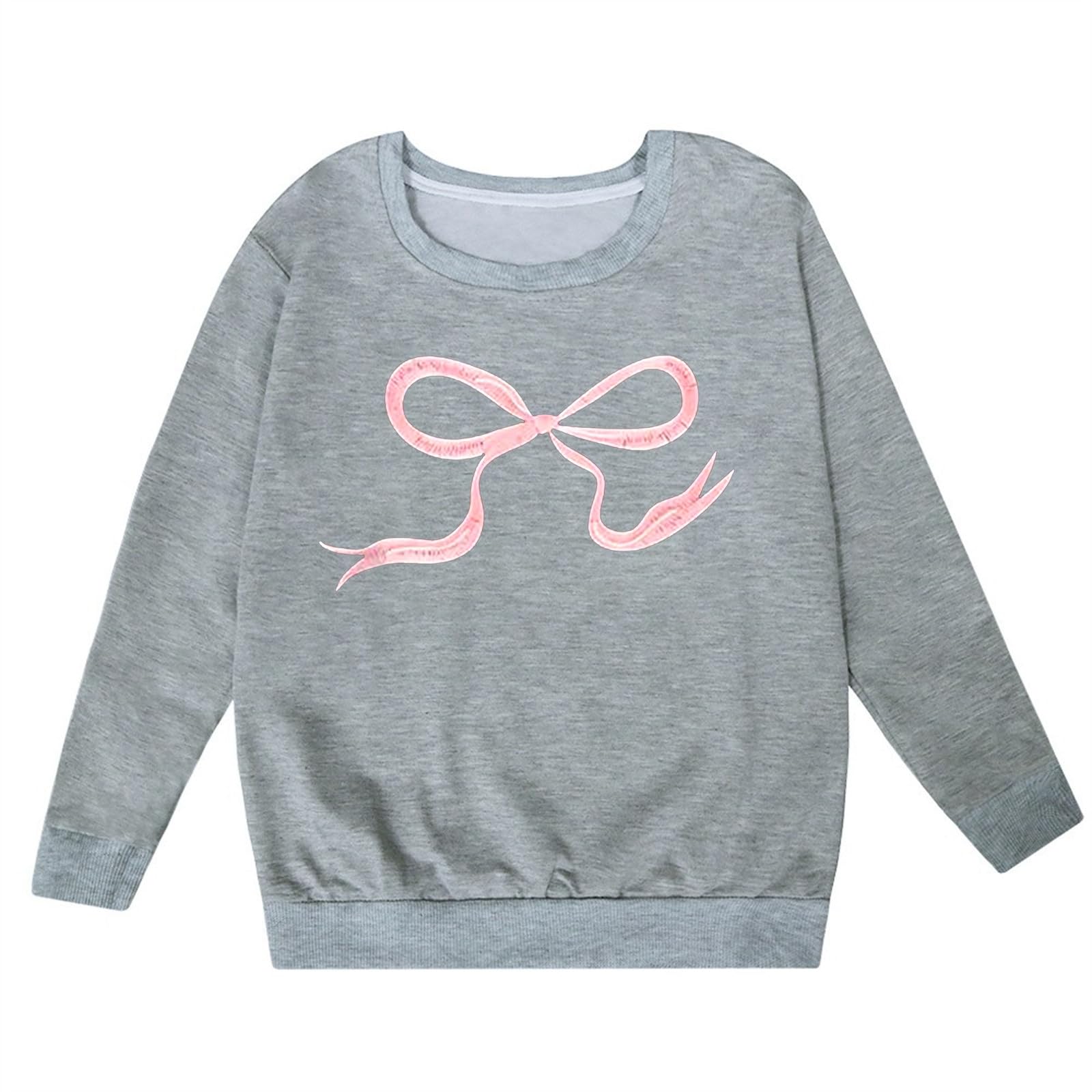 Generisch Mädchen Sweatshirt Rundhals Ohne Kapuze Langarm Kinder Pullover Schleife Druck auf der Vorderseite Niedlich Strickjackefür Herbst, Winter, Alltag, Sport und Freizeit Aktivitäten