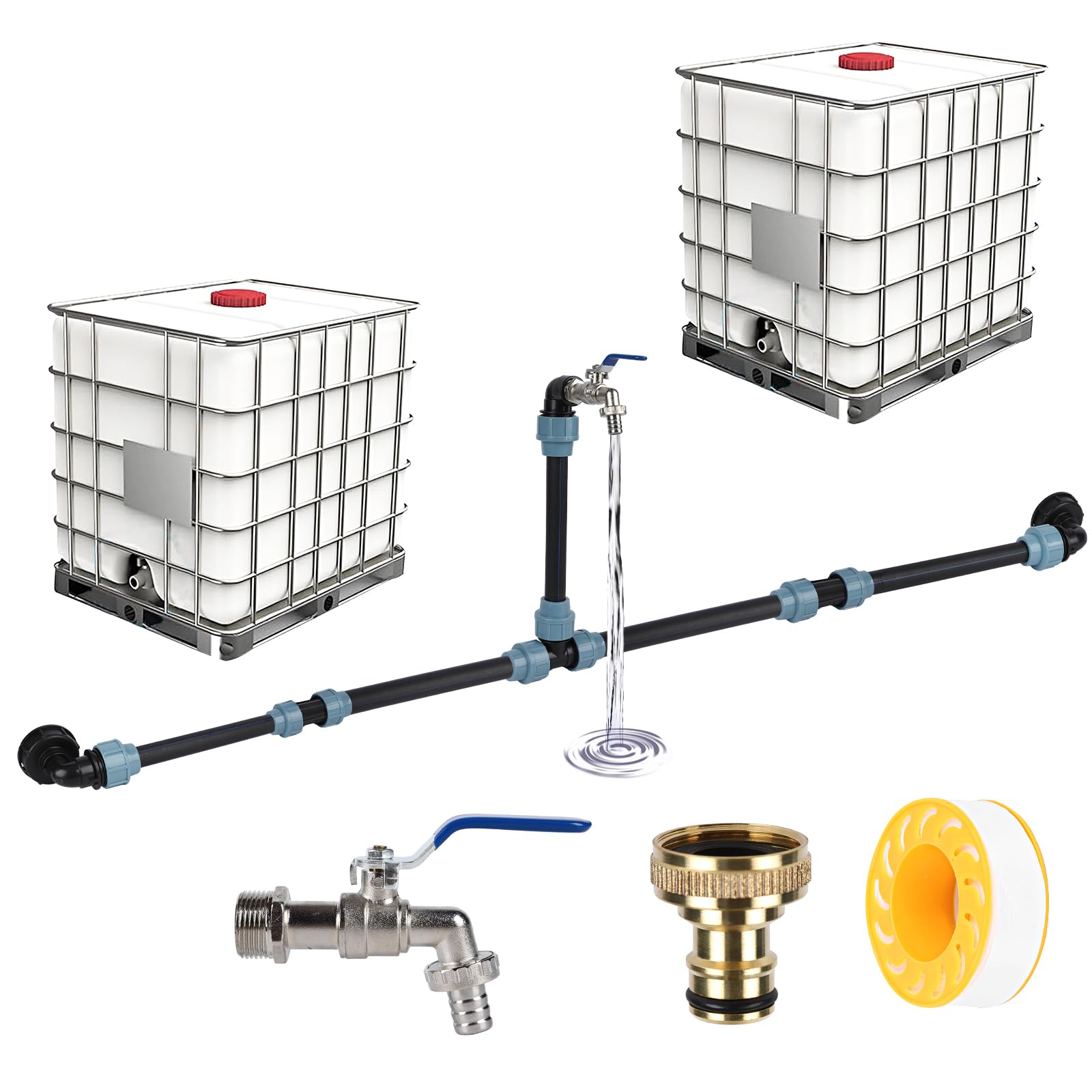 IBC Tank Schwanenhals, Regentonne Auslaufhahn, 3/4 Zoll Auslaufhahn, IBC Container S60 x 6 3/4 Zoll Wasserhähne, Adapter, Tankzubehör (serialisiert)