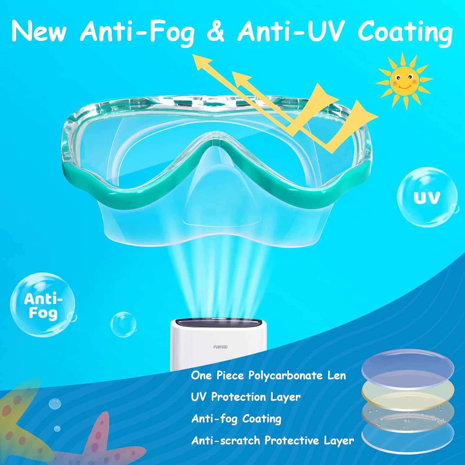 Vvinca 2Pcs Kids-Goggles with Nose Cover, Diving Mask Elastic Fabric Strap Anti Fog Anti Shattered Lens for Kids Swim Goggles 3-14