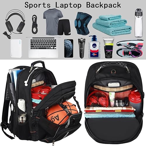 Miniatura 3 de Mochila de viaje para laptop, extra grande de 18.4 pulgadas para laptop RFID, antirrobo, mochila compatible con TSA con puerto de carga USB, bolsa