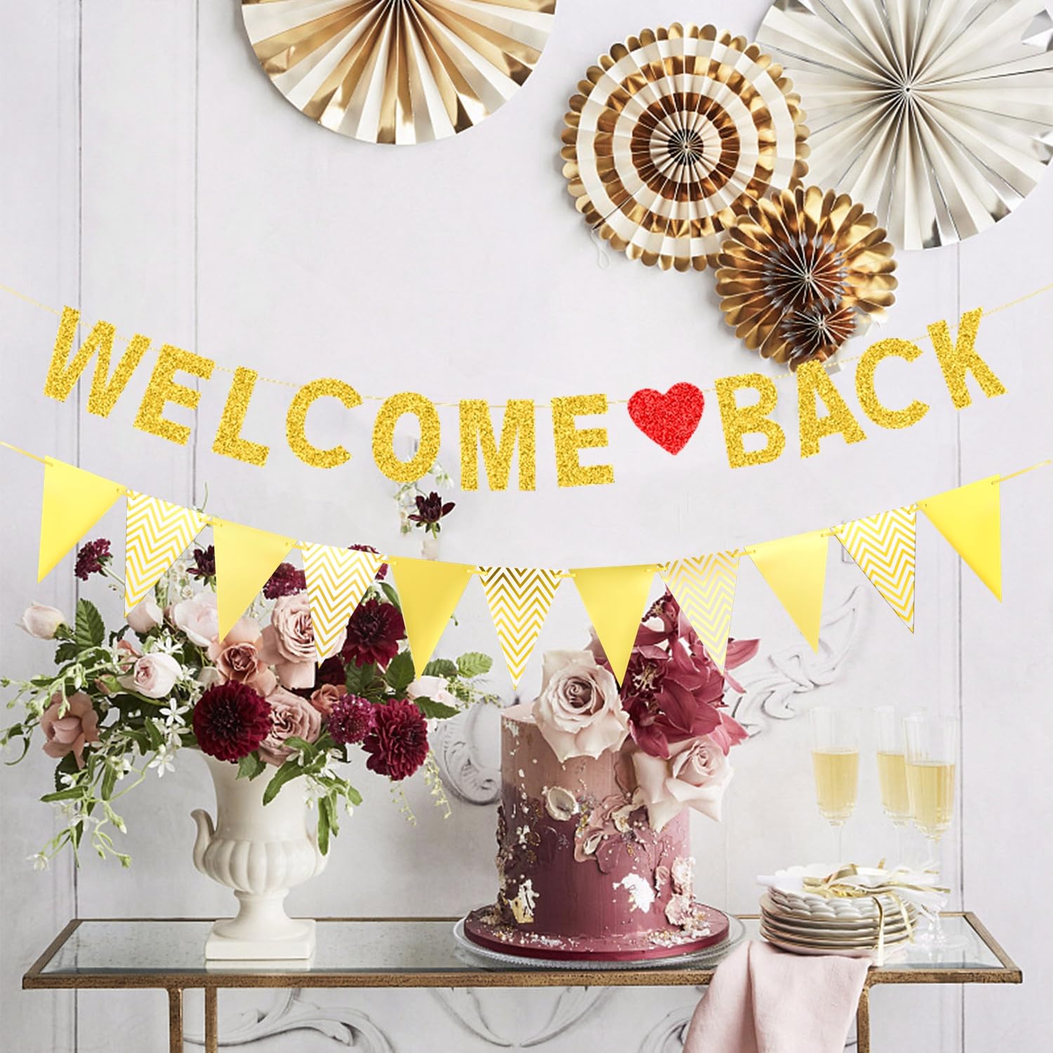 Ghirlanda Decorativa Welcome Back Con Banner - Striscione Benvenuto Nero 2 Metri Per Scuola, Aula E Feste, Decorazione Di Bentornato