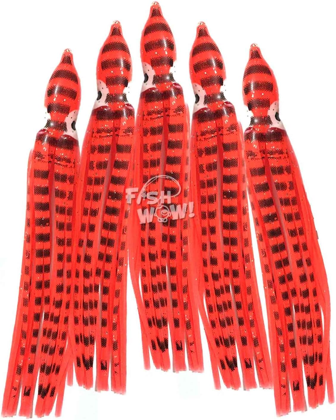 100pcs Squid Skirts 4 3/4 inch Hoochies 12cm Octopus Fishing Soft Lure -10 Colors- Purple Black, Red Tiger, Rainbow, Orange Yellow, Chartreuse, Blue Clear