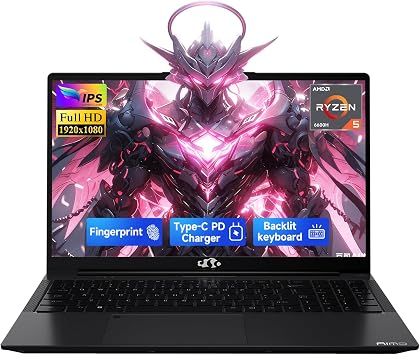 NIMO 15.6" IPS FHD-Gaming-Laptop,AMD Ryzen 5 6600H 16GB DDR5 RAM 1TB SSD Beat i5-1335U, 6 Cores Up to 4.5GHz AMD Radeon 660M GPU-Computer with 100W Type-C Backlit Keyboard Fingerprint