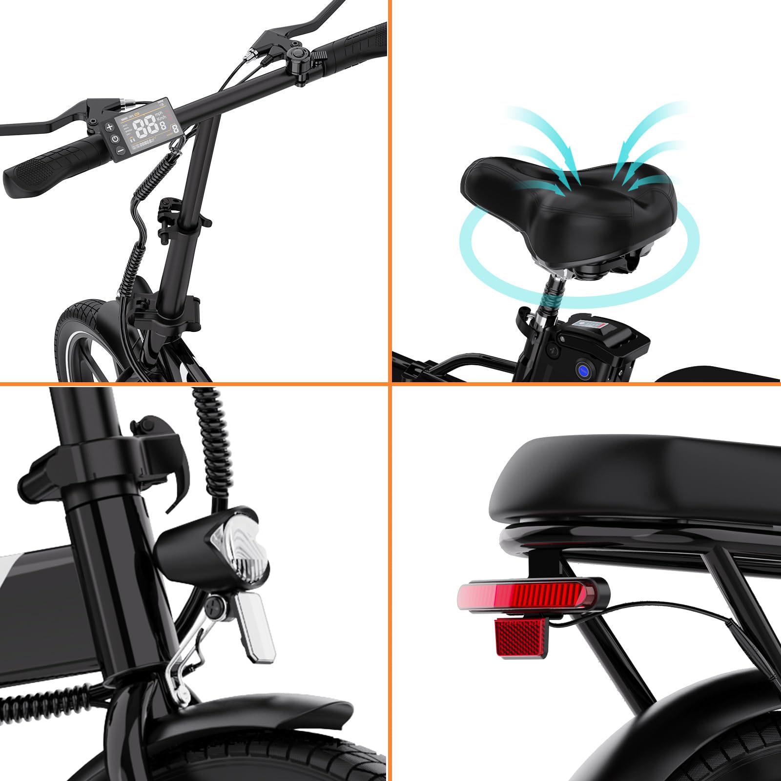 EVERCROSS Bicicleta Eléctrica para Adultos, 16"/20" Neumático Gordo Bici Eléctrica, Motor de 250W, hasta 25KM/H, 36V/48V Batería Extraíble Bicicleta de Montaña, Nieve Montaña Ebike