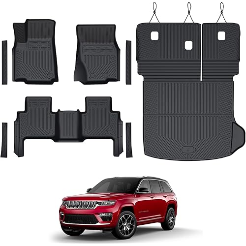 Floor Mats for 2011-2022 Jeep Grand Cherokee, All Weather Floor Mats Trunk Cargo Liner Accessories, Full Coverage Set