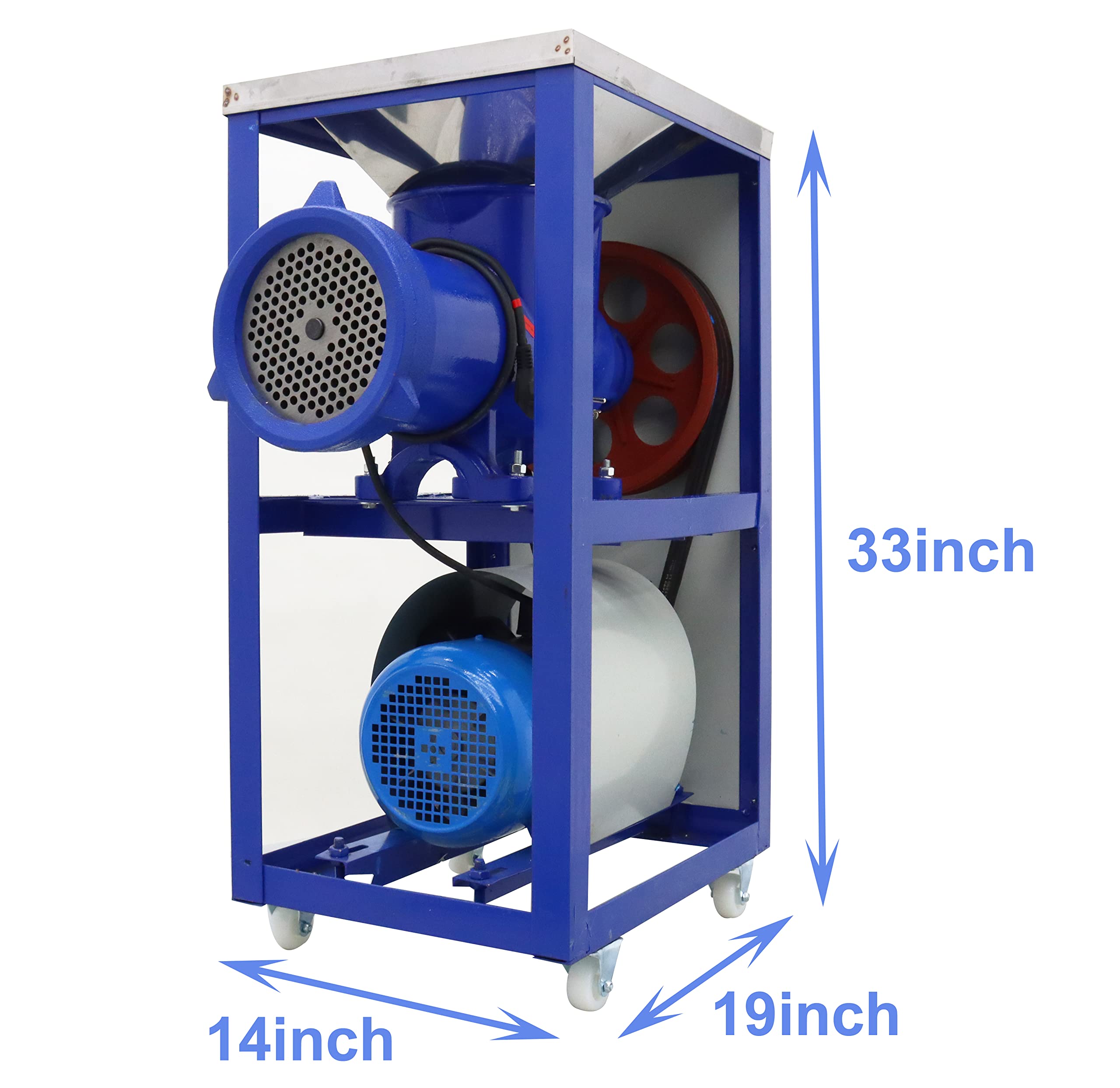 TECHTONGDA Meat Grinder Crusher Crushing Machine with 8mm Plate Mincer Chopper for Fish Chicken Vegetable Painted Iron Frame 220V 4KW for Animal Feed