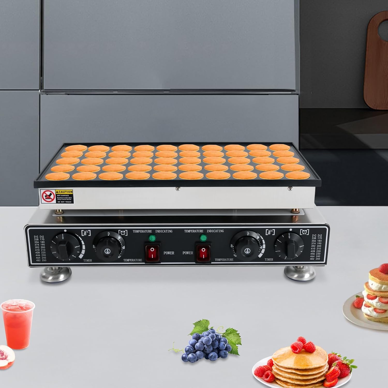 Commercial Waffle Maker 1800W - 50 Hole Mini Pancake Machine, Countertop Stainless Steel Inches Pancake Maker with Timer & Temp Control 110V for Restaurant, Home Use, Restaurant, Snack Bar, Bakeries