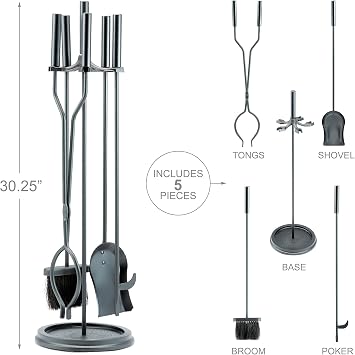 UniFlame 5-Piece Black Fireplace Tools Set (F-1070)
