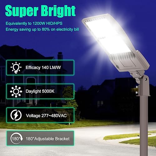 Miniatura 4 de Luz de poste LED de 480 V 320 W con soporte deslizante para estacionamiento, luces LED para caja de zapatos con certificación UL DLC 44800LM 5000K