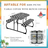 Vista 2 de Moukeren Funda de mesa de picnic de 3 piezas para niños con fundas de banco, mantel ajustable para exteriores, vinilo impermeable, para camping