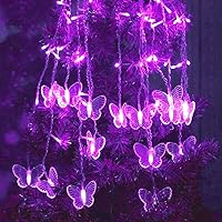 Vista 5 de GONIMY Cortina de luces de mariposa de 60 luces LED de 13.1 pies alimentadas por USB, 8 modos de control remoto, impermeables, luces parpadeantes
