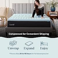 Vista 4 de LUCID Cubrecolchón de espuma viscoelástica de gel zonificado de 2 pulgadas, tamaño individual