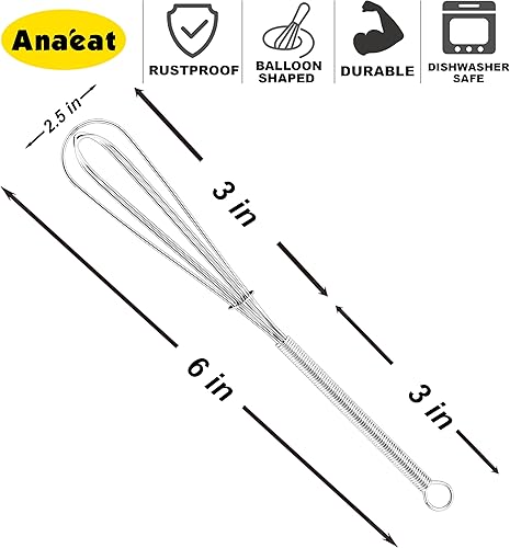 Vista 28 de Anaeat Batidor de globo de silicona, perfecto para utensilios de cocina antiadherentes, batidora de leche y huevos, batidor de cocina resistente al