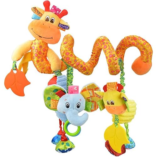 Baby Pram Crib Ornament Hangings Yellow Cute Little Deer Shape Design Spiral Plush Toys Stroller and Travel Activity Toy