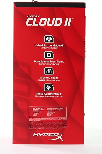 Miniatura 14 de HyperX Cloud II - Auriculares para videojuegos, sonido envolvente 7.1, almohadillas de espuma viscoelástica, marco de aluminio, con micrófono, para