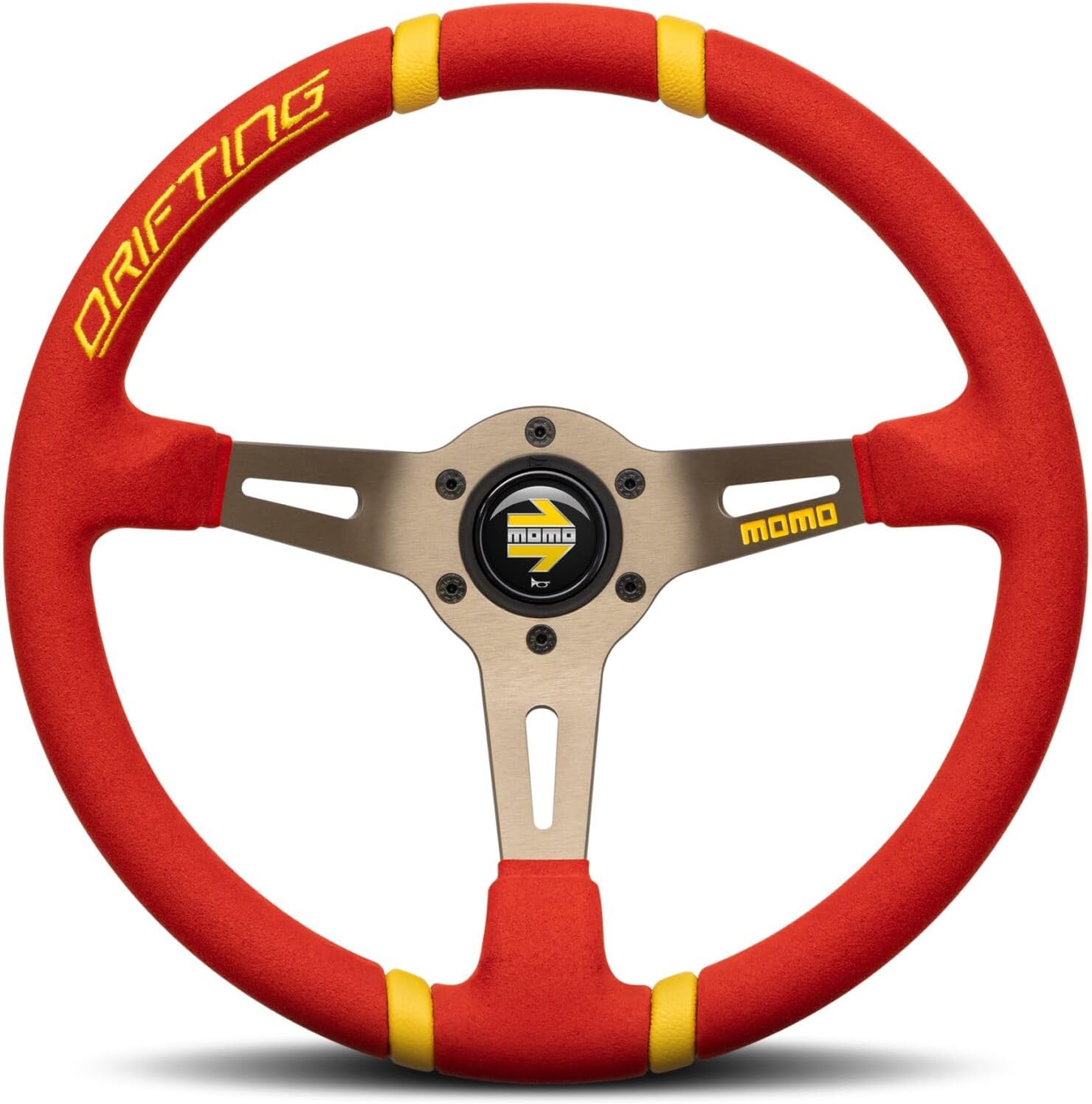 MOMO Drifting Microfiber Steering Wheel 350mm – Red Microfiber/Anthracite Spokes