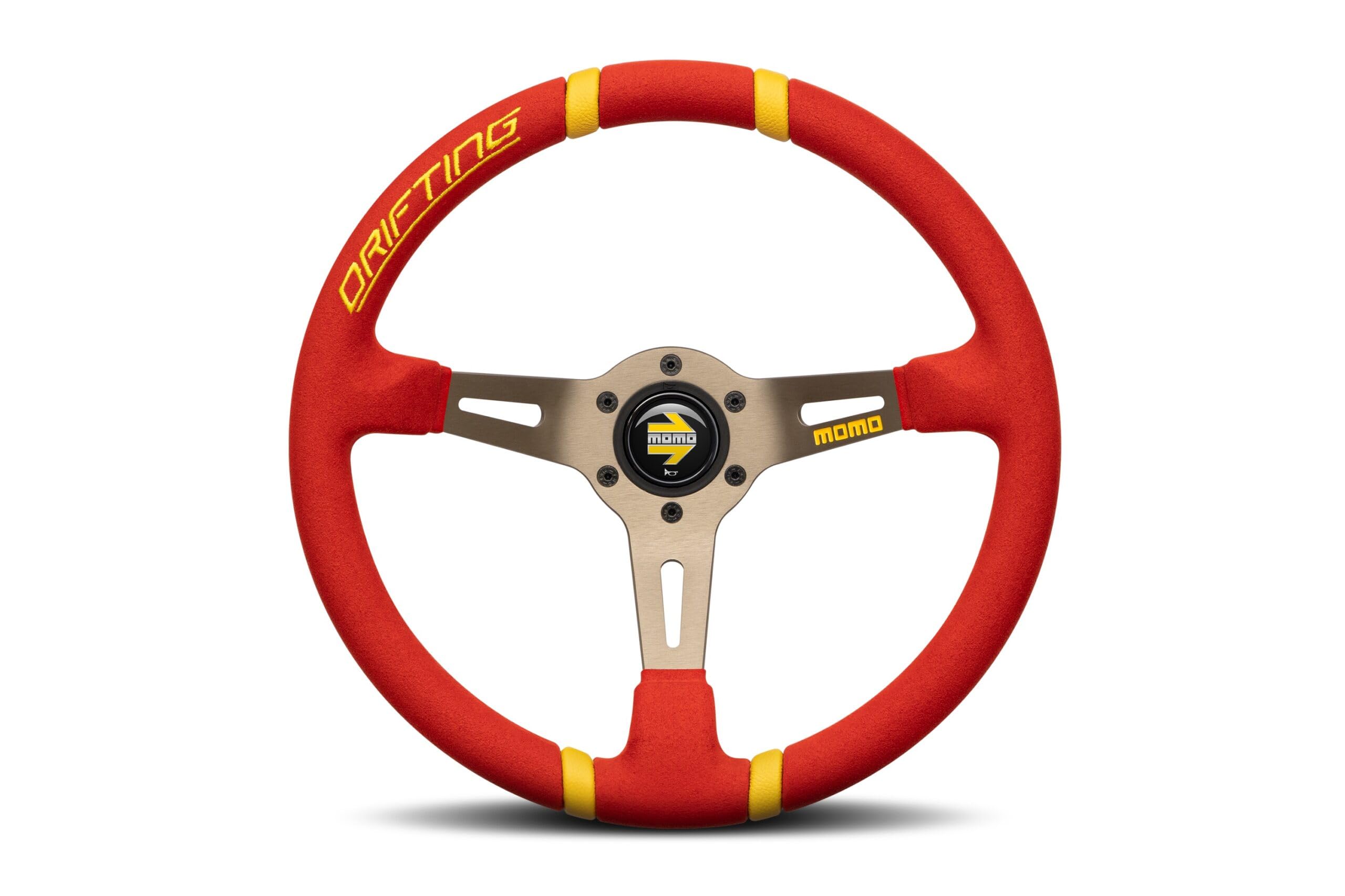 MOMO Drifting - Volante in microfibra, 350 mm, colore: Rosso/Raggi Antracite