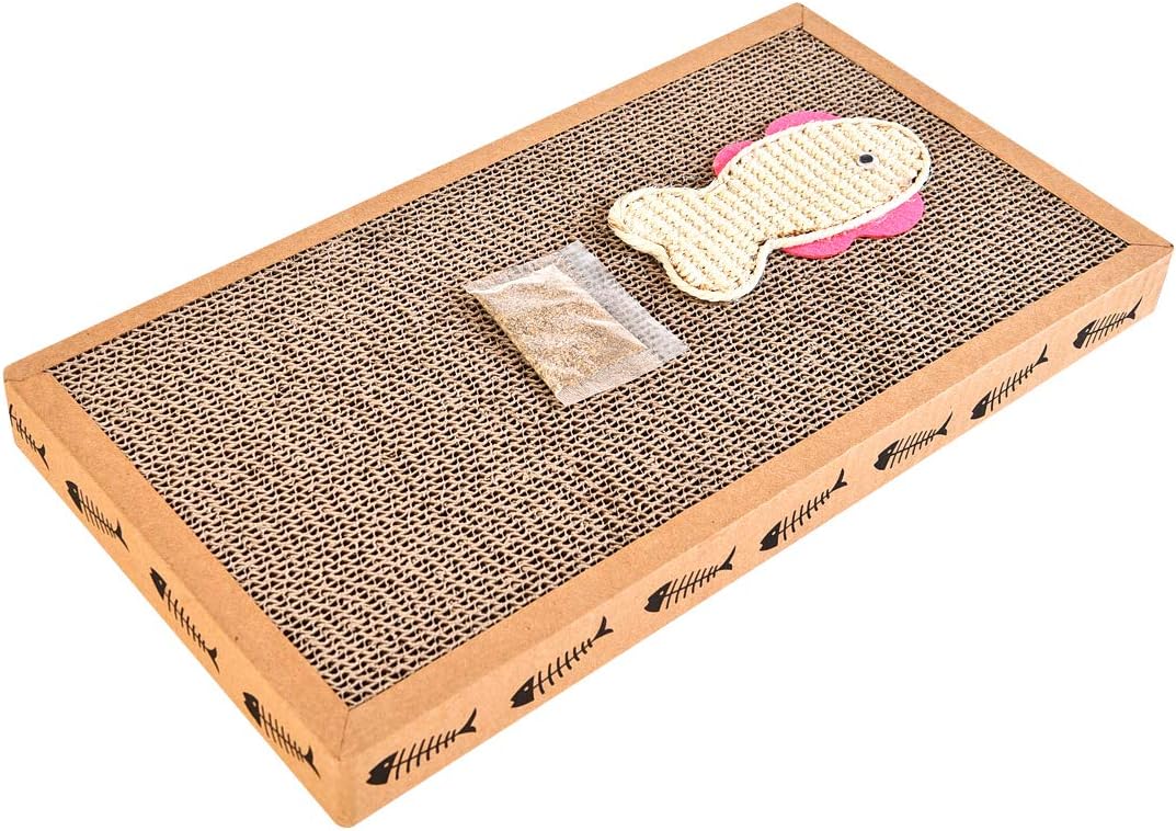 Orchid Stone Retro Fishbone Style Cat Scratcher Cardboard,Cat Cubby.Cat and Fish Dance Together, it is Endless Fun