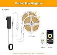 Vista 3 de COB LED Strip Light,CCT Dimmable Strips Light,2700K-6500K,65ft/20m,8mm Wide,CRI90+ 24V LED Strips Kit with Bluetooth APP Control/Music Mode,for