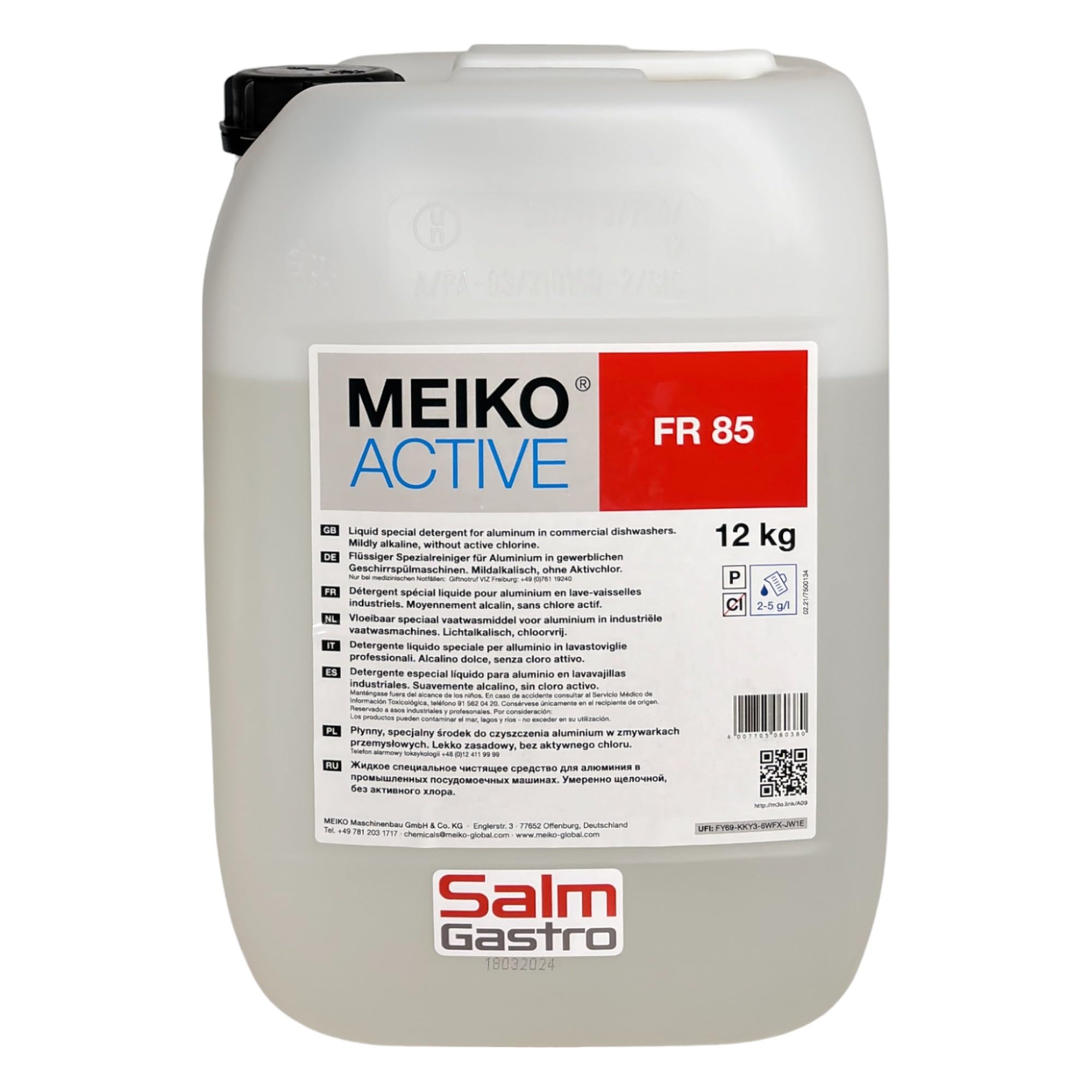 Meiko ACTIVE FR85 - Limpiador líquido especial para lavavajillas (12 kg)