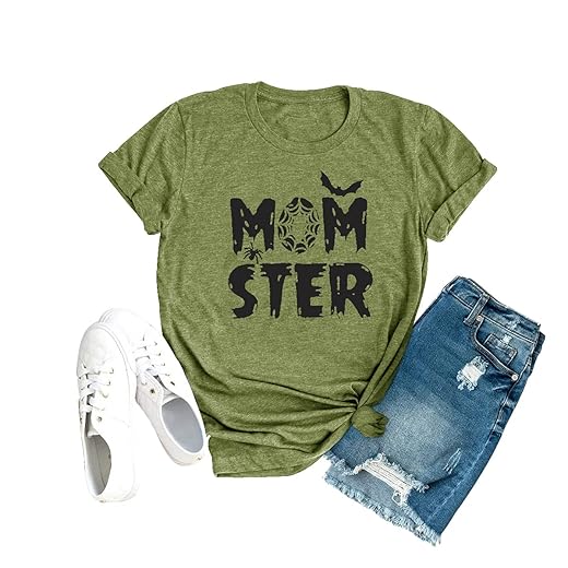 Funny Women's Momster Halloween Graphic Tee