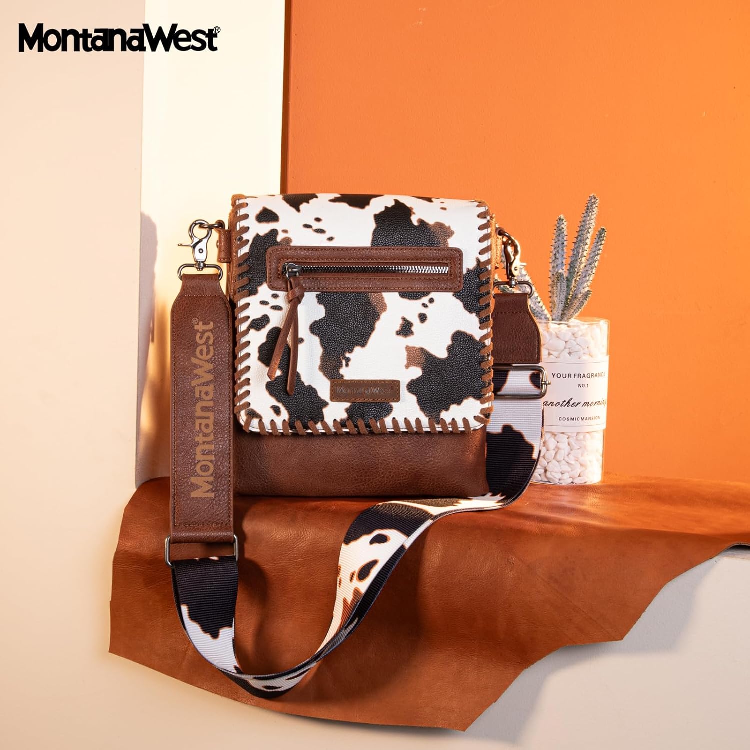 Montana West Crossbody Bags for Women with Dual Compartments Western Cross Body Purse with Leopard Print Guitar Strap - Image 2