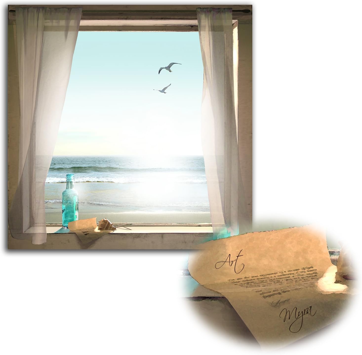 Message in a Bottle - Personalized Block Mount Lg