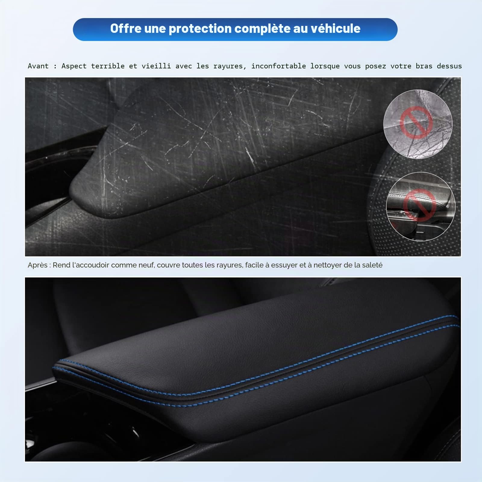 CDEFG Compatible avec Toyota C-HR CHR 2016-2022 2023 Accoudoir Central Couvercle Anti-Rayures CHR Centre Console Cuir synthétique Accoudoir Center Console Cover CHR 2023 Accessoires