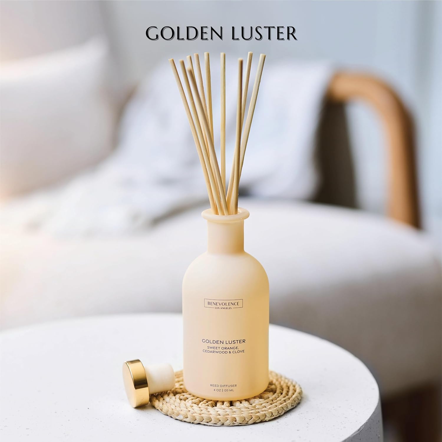 Benevolence LA Reed Diffuser - Orange, Cedarwood & Clove | Home Fragrance Diffuser for Home & Bathroom | Long-Lasting Scent Sticks - Malibu Sands Collection - Image 2