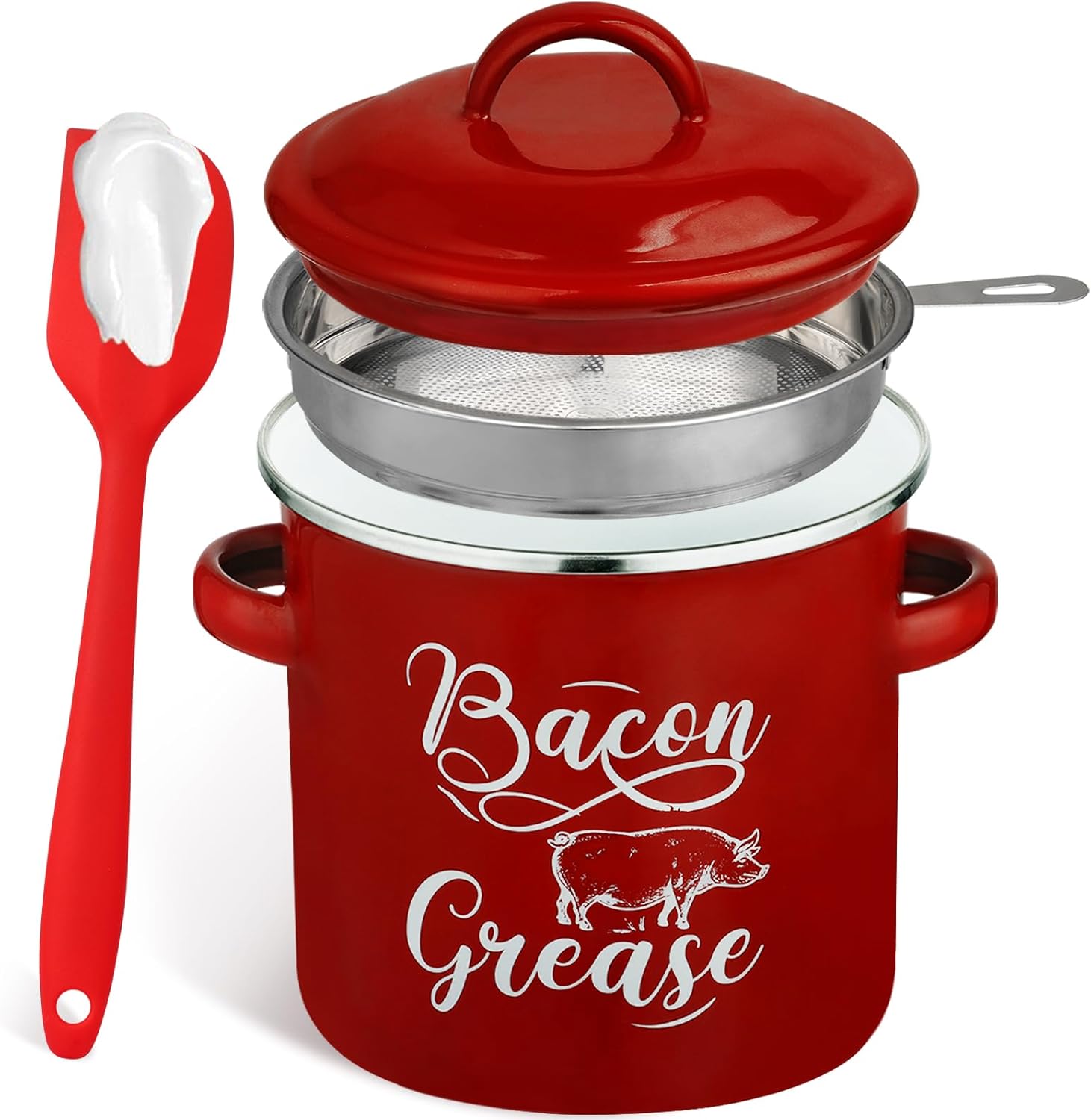 HNSHAG Bacon Grease Saver with Strainer 46 oz Bacon