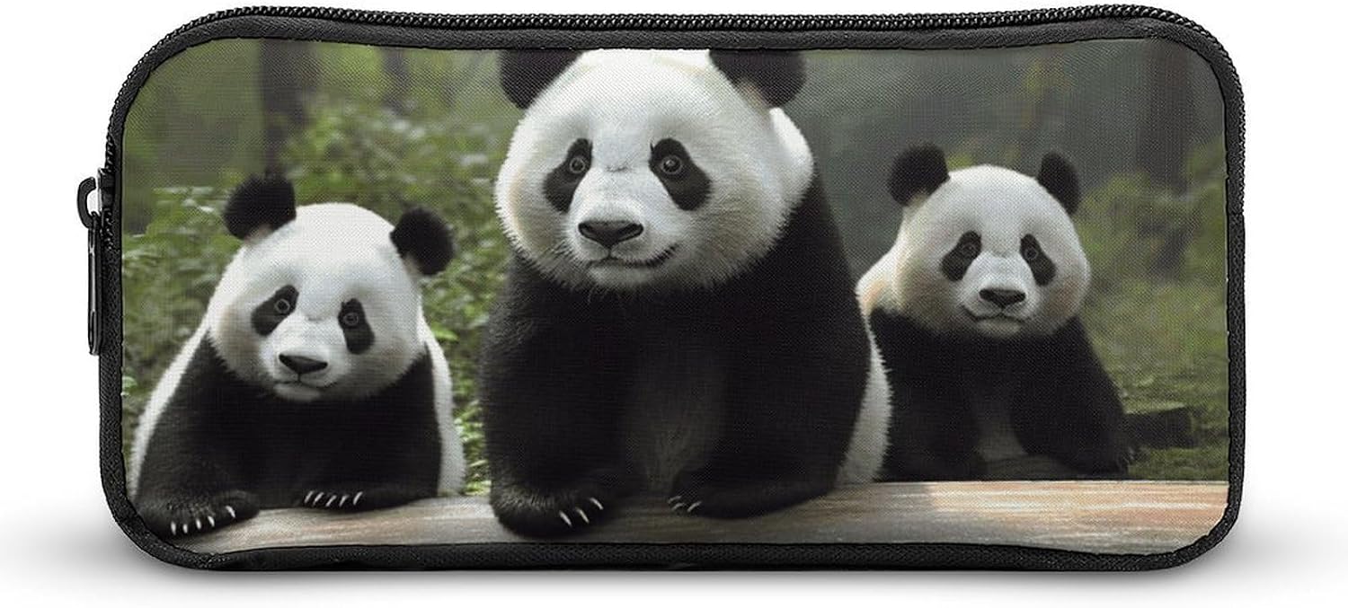 Lightweight Panda Animal Pencil Pouch with Metal Zipper