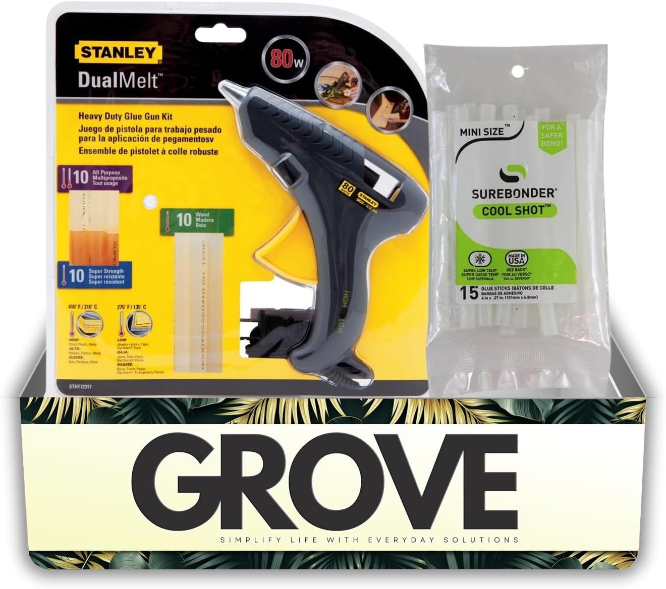 Stanley 80 W Hot Glue Gun Bundle with Mini Glue Sticks – High and Low Heat Settings for Crafting, Repairs, and Light Duty Projects on Multiple Surfaces – Gift Set (2 Items)