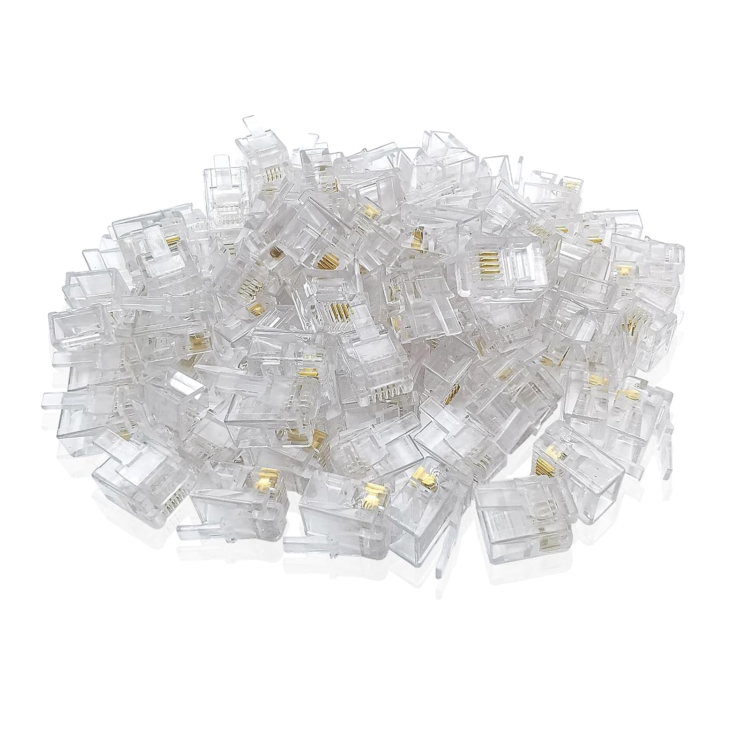 iYueMps RJ11 Plug 100pcs RJ11 BT Plug 6P4C Phone Modular Telephone Cord Connector Adapter Crimp