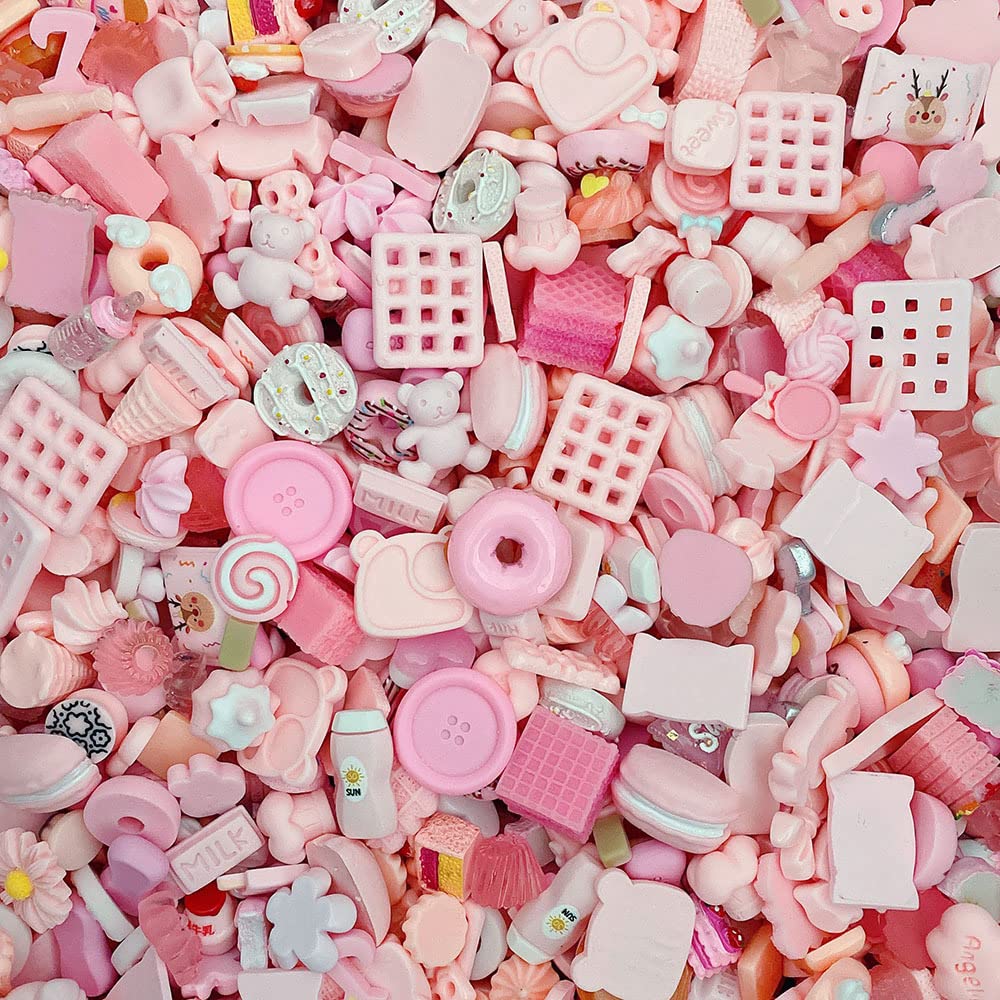 50pcs Cute Slime Charms Mixed Set Resin Flatback for DIY Craft Making and Ornament Scrapbooking Beads Assorted Candy Fruit Cake Resin Christmas Gifts Trellis Resin Ornament Kit Making Supplies