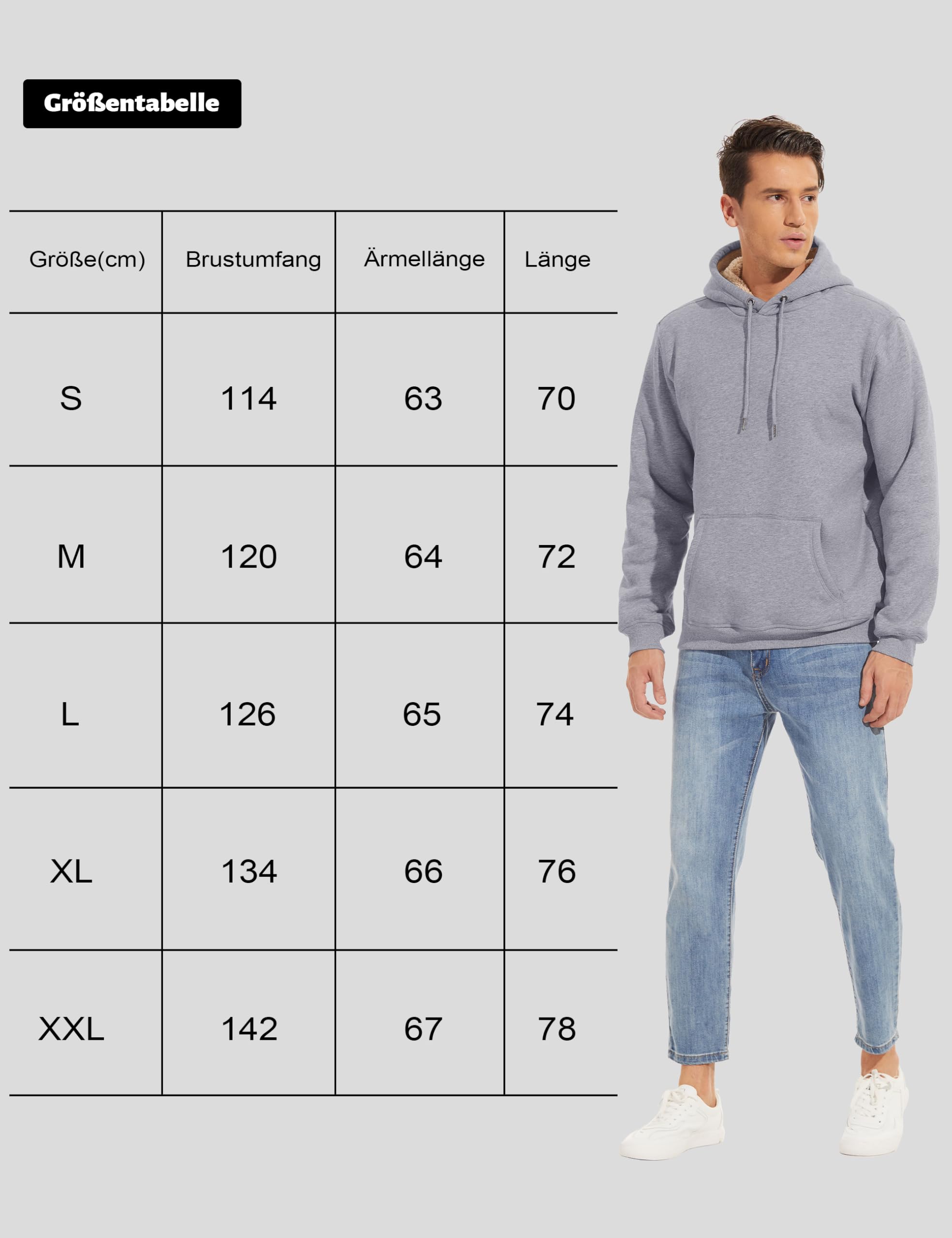 MAGCOMSEN Hoodie Herren Kapuzenpullover Gefütterte Sweatshirt Warme Winterpullover mit Kapuze