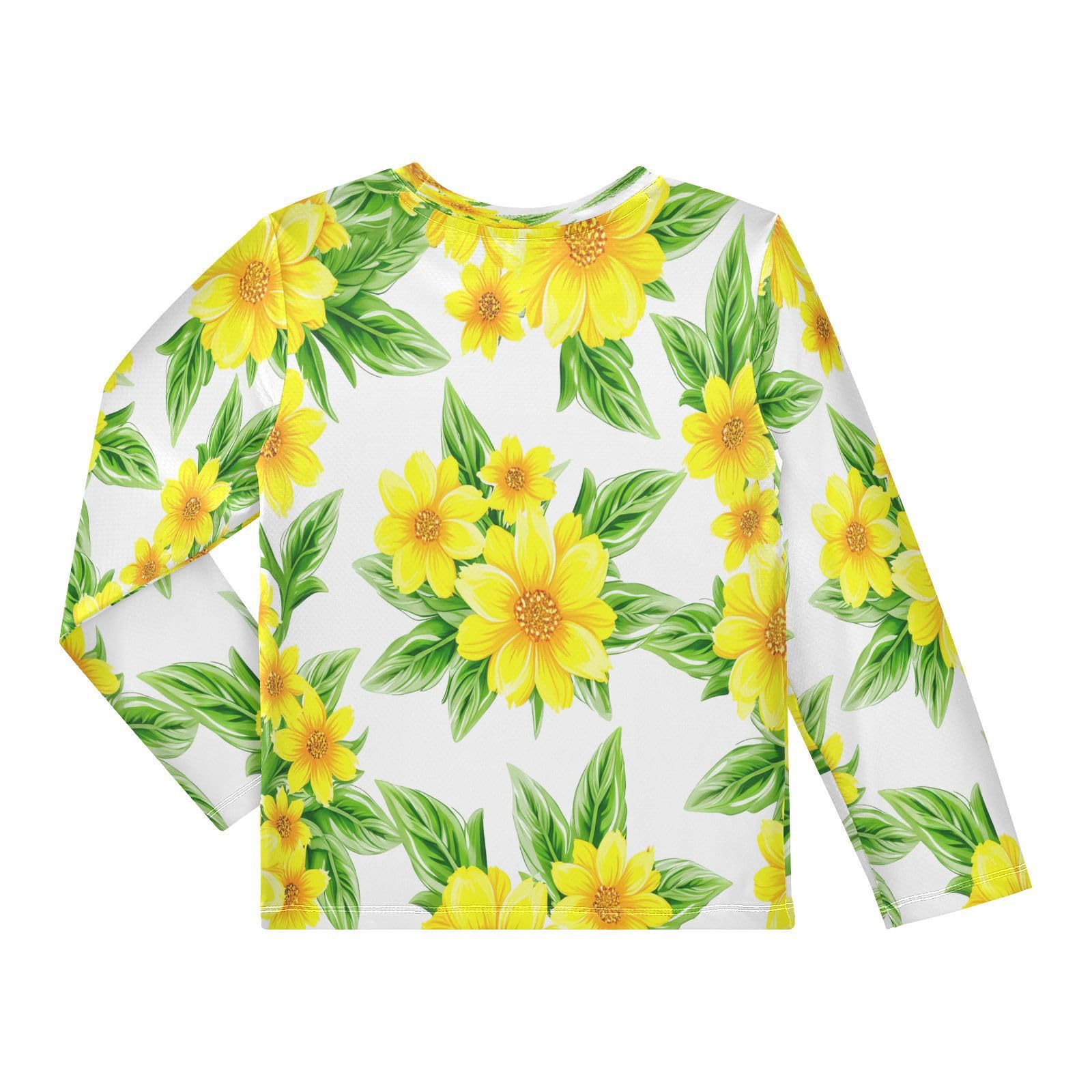 Cosmos Flower Foliage White Boy's Rash Guard Swim Shirt Long Sleeve Sun Shirt for Kids Toddlers UPF50+ 4T