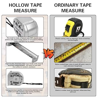 Stainless Steel Measuring Tape, Tape Measure with Double-Sided Scale, Retractable Measuring Tape for Household Agricultural Industrial Woodworking (25FT)
